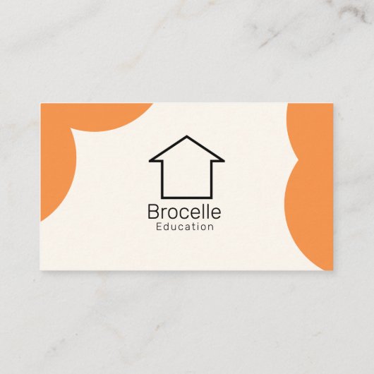 Beige Bright Oranje Engelse docent Visitekaartje (Achterkant)