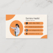 Beige Bright Oranje Engelse docent Visitekaartje (Voorkant)