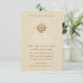 Beige Bronze First Communie Kaart (Staand voorkant)