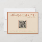 Beige Bronzer Oud Geld QR-code Trouw RSVP Kaartje (Voorkant)