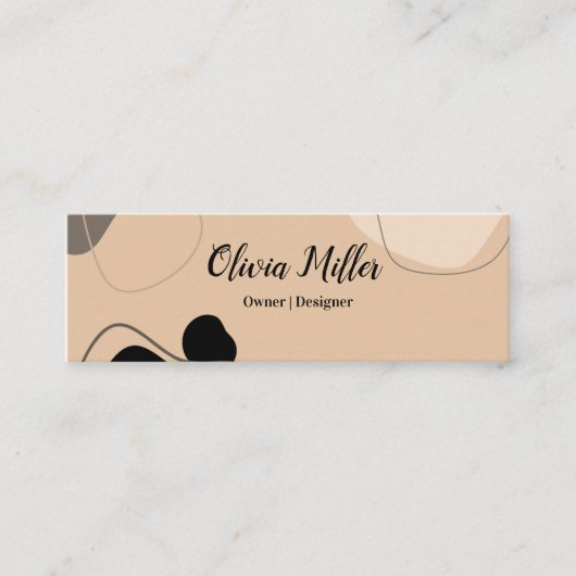 Beige Brown Abstract Boho Modern Professional Mini Visitekaartje (Voorkant)