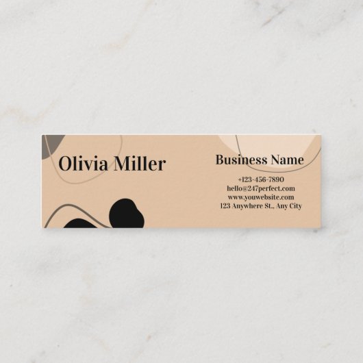 Beige Brown Abstract Boho Modern Professional Mini Visitekaartje (Achterkant)