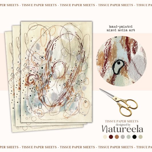 Beige Brown Abstract Decoupage Tissue Paper Tissuepapier