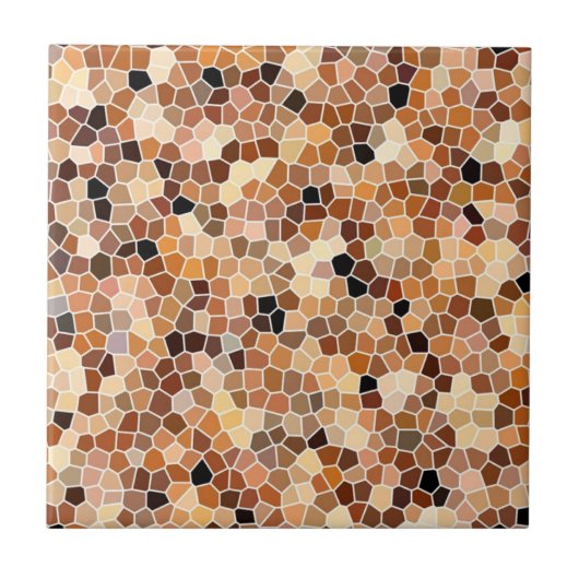 Beige, Brown and Black Honeycomb Pattern Mosaic Tegeltje (Voorkant)