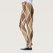 Beige Brown Argyle Harlequin Diamond Trendy Leggings (Links)