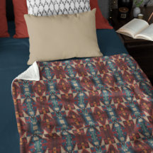 Beige Brown Blauwgroen Blue Terracotta Tribal Kuns