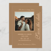 Beige Brown Boho Save the Date Kaart (Voorkant / Achterkant)