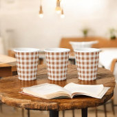 Beige Brown Buffalo Plaid Holiday Papieren Bekers