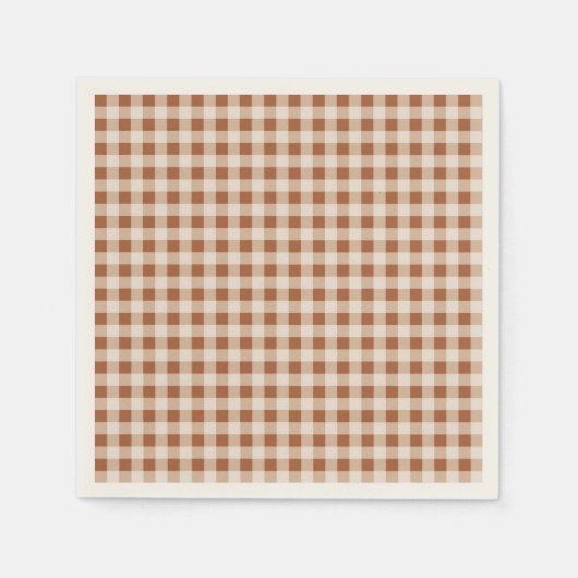 Beige Brown Buffalo Plaid Holiday Servet (Voorkant)