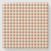 Beige Brown Buffalo Plaid Holiday Stenen Onderzetter (Voorkant)