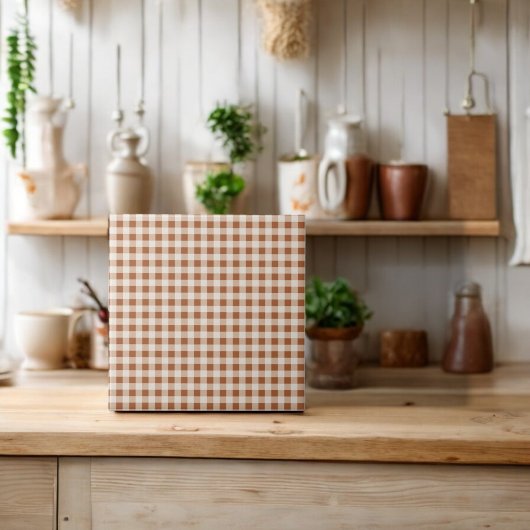 Beige Brown Buffalo Plaid Holiday Tegeltje