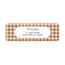 Beige Brown Buffalo Plaid Vakantie Retouradres Etiket