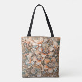 beige brown cherry blossom Monogram Tote Bag (Achterkant)