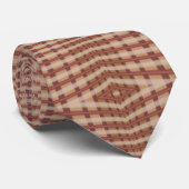 Beige Brown Crimson Plaid Crisscross Pattern Stropdas (Opgerold)