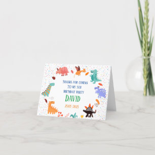 Beige Brown Cute Dinosaur Birthday Hartelijk dank Bedankkaart