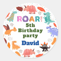 Beige Brown Cute Dinosaur Birthday party