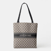 Beige & Brown Diamond Pattern Tote Bag (Achterkant)