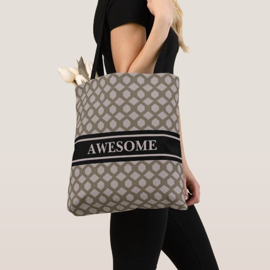 Beige & Brown Diamond Pattern Tote Bag (Dichtbij)