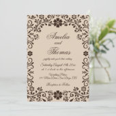 Beige Brown Elegant Garden Wedding  Invitation Kaart (Staand voorkant)