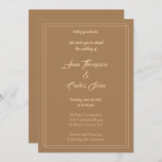 Beige Brown Elegant Minimalist Simple Boho Kaart (Voorkant / Achterkant)