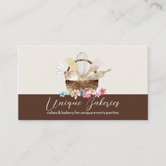 Beige Brown Elegant Modern Bakery Visitekaartje (Voorkant)