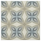 Beige Brown Grey Blue Batik Floral Star Pattern Stof (Swatch)