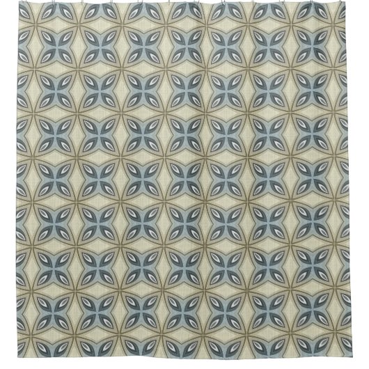 Beige Brown Grey Blue Hip  Art Motif Douchegordijn (Voorkant)