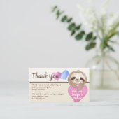 Beige Brown Heart Cute Baby Sloth Dank u Informatiekaartje (Staand voorkant)