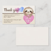 Beige Brown Heart Cute Baby Sloth Dank u Informatiekaartje (Voorkant / Achterkant)