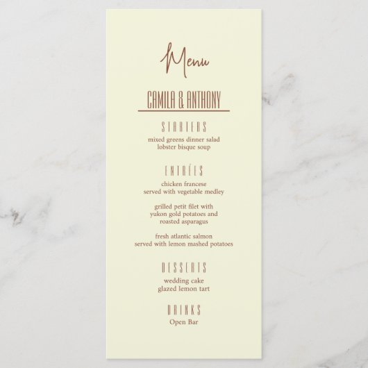 Beige Brown Menu (Voorkant)