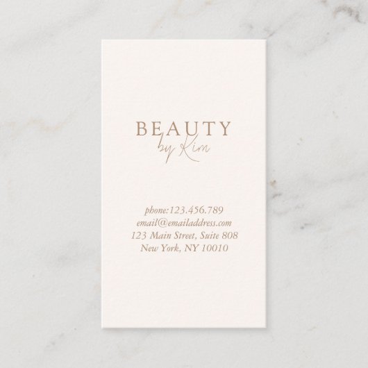 Beige & Brown Minimal Elegant, Salon QR Code Visitekaartje (Voorkant)