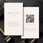 Beige & Brown Minimal Elegant, Salon QR Code Visitekaartje