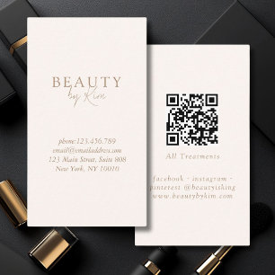 Beige & Brown Minimal Elegant, Salon QR Code Visitekaartje