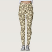 Beige Brown Organic Pebble Stone Repeat Pattern Leggings (Voorkant)