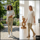 Beige Brown Organic Pebble Stone Repeat Pattern Leggings