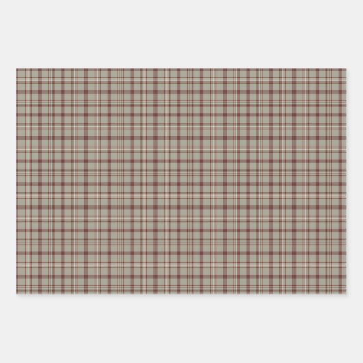 Beige Brown Plaid Classic Pattern Rustic Inpakpapier Vel (Voorkant 3)