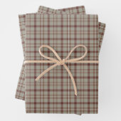 Beige Brown Plaid Classic Pattern Rustic Inpakpapier Vel (In situ)