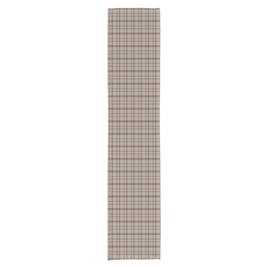 Beige Brown Plaid Classic Pattern Table Runner Korte Tafelloper (Voorkant)