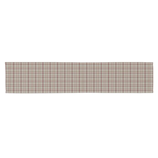 Beige Brown Plaid Classic Pattern Table Runner Korte Tafelloper (Horizontaal)