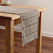 Beige Brown Plaid Classic Pattern Table Runner Korte Tafelloper (Voorbeeld)