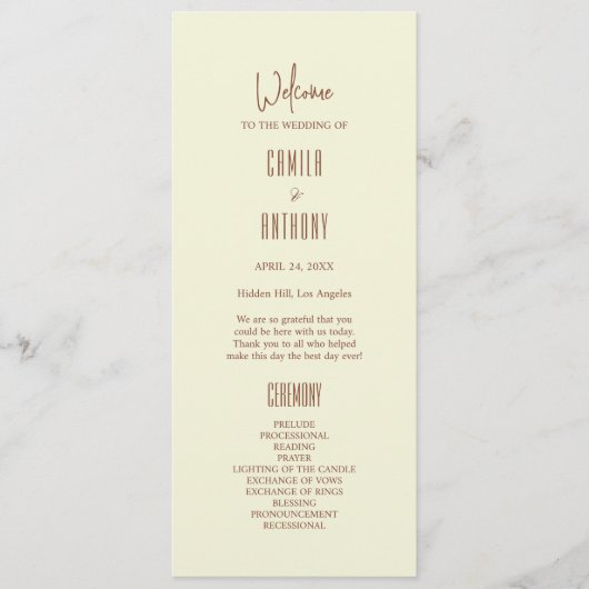 Beige Brown Programmakaart (Voorkant)