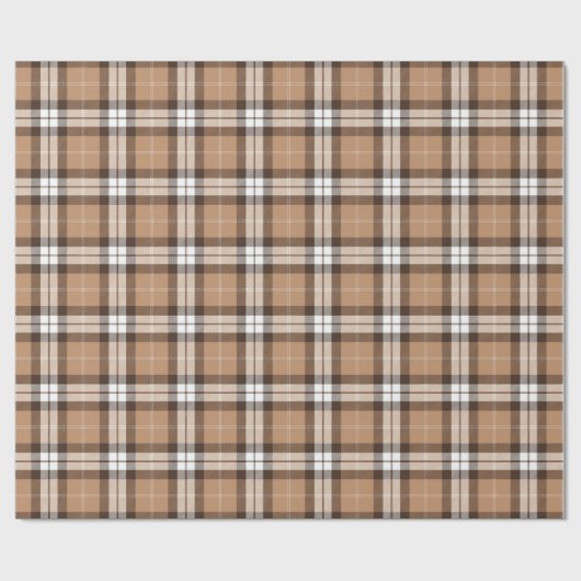Beige Brown Tartan Pset Scottish Pattern Cadeaupapier (Vlak)