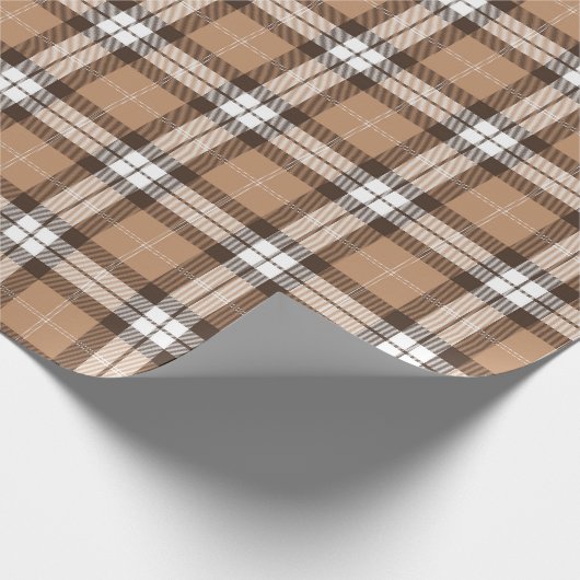 Beige Brown Tartan Pset Scottish Pattern Cadeaupapier (Hoek)