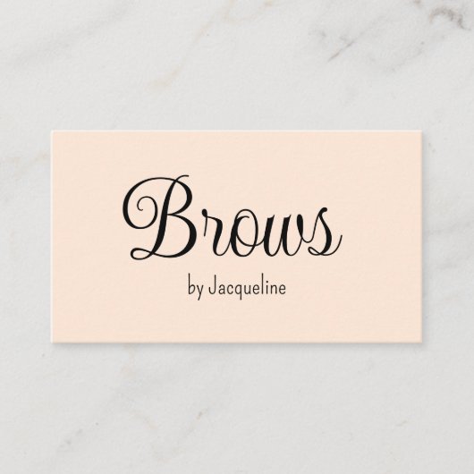 Beige Brows Beauty Eenvoudig Script Visitekaartje (Voorkant)
