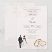 Beige bruid en bruidegom met ring Spaanse Trouwdag Kaart (Voorkant / Achterkant)