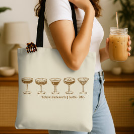 Beige bruidsmeisje Espresso Martini Bachelorette Tote Bag