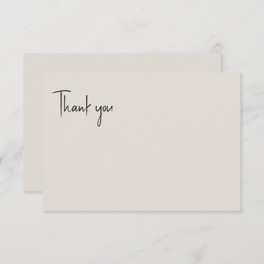 Beige bruiloft blanco bedankkaart (Voorkant / Achterkant)