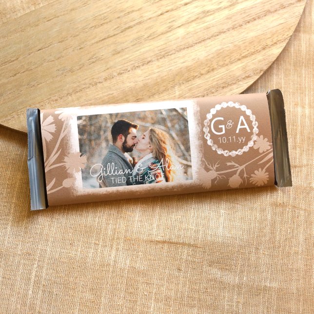 Beige Bruiloft DIY Budget Snoep Bar Wrapper (beige light brown white wedding candy bar wrapper, custom personalized chocolate bar label monogram)
