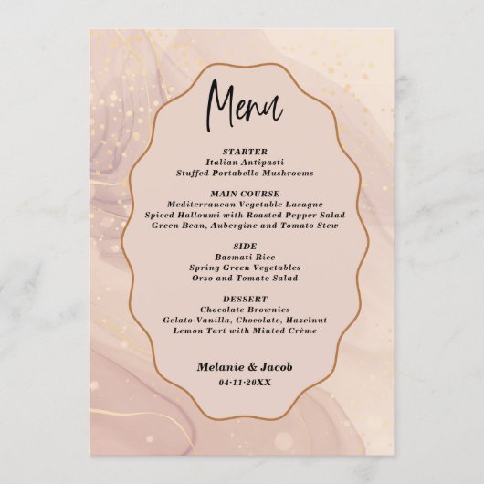 Beige Bruiloft Menu (Voorkant)