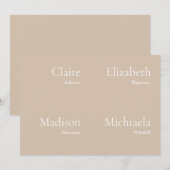 Beige Bruiloft Plaats Kaart DIY (Voorkant / Achterkant)